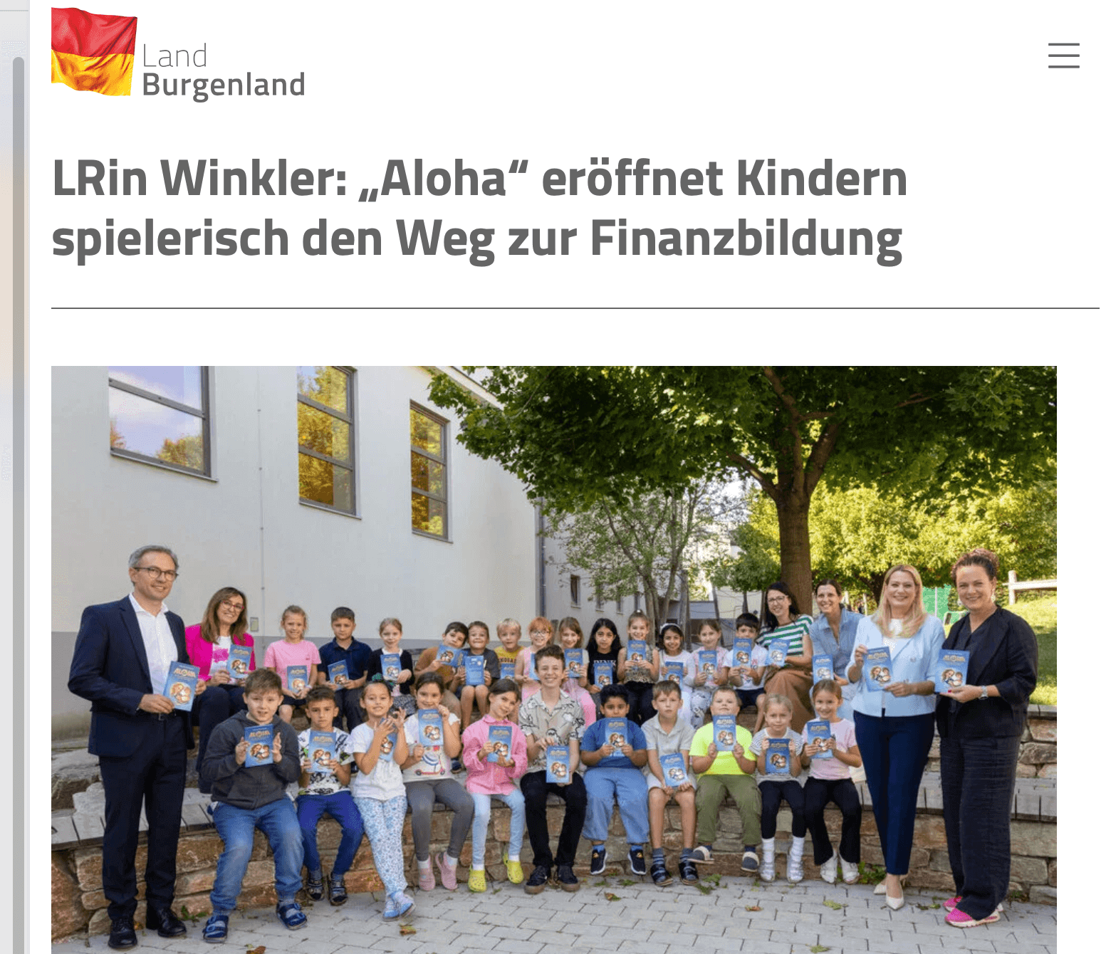 land burgenland katja joshua massing Landesrätin Daniela Winkler mit den Autoren bei der Präsentation des Buches in der Volksschule Eisenstadt