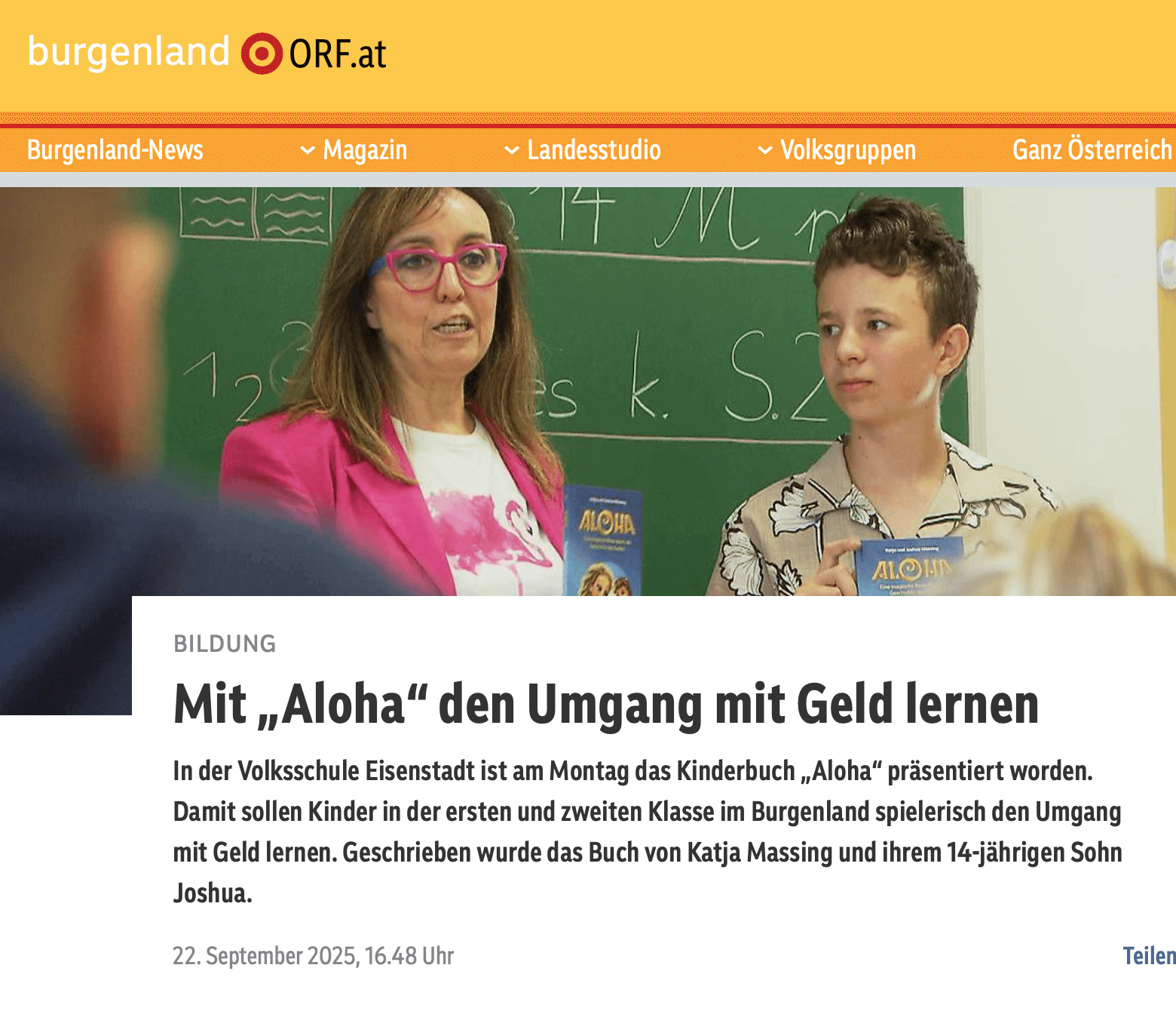 orf katja joshua massing kinderbuch finanzen ORF Burgenland Katja und Joshua Massing präsentieren ihr Kinderbuch