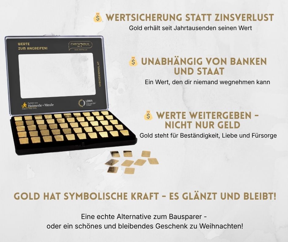 Kleine Goldbarren in einer schönen Sammelbox